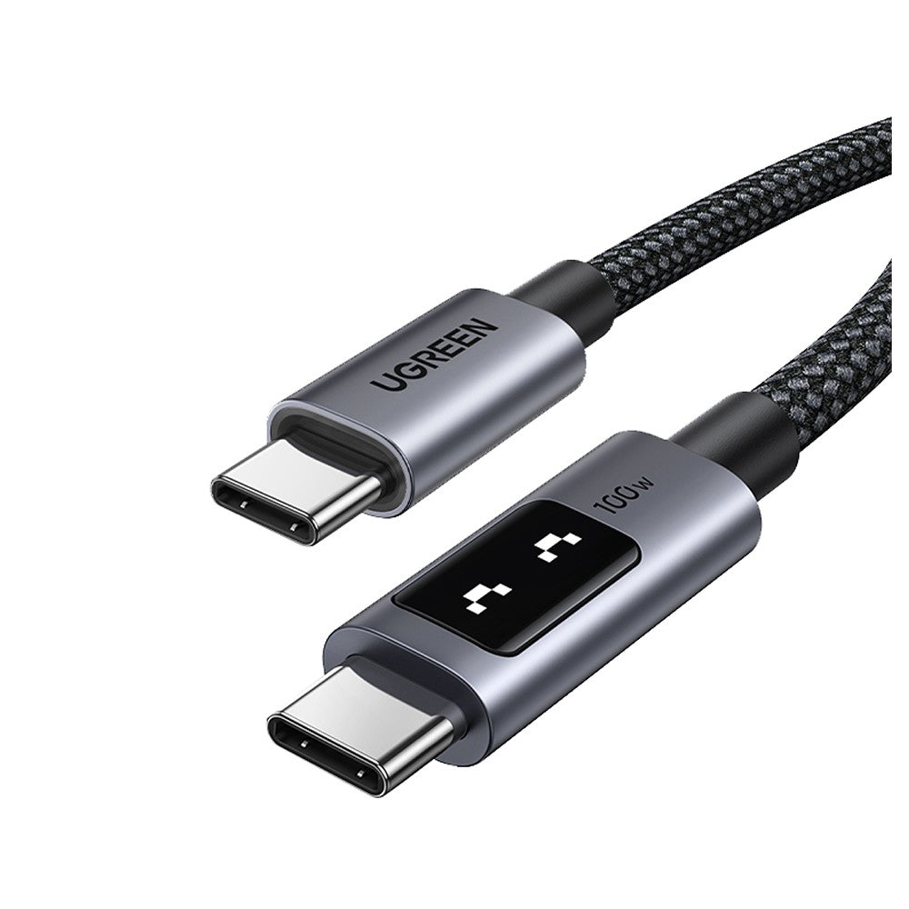 สายชาร์จ Ugreen USB-C to USB-C Cable Nylon 100W 2M. Robot Gray