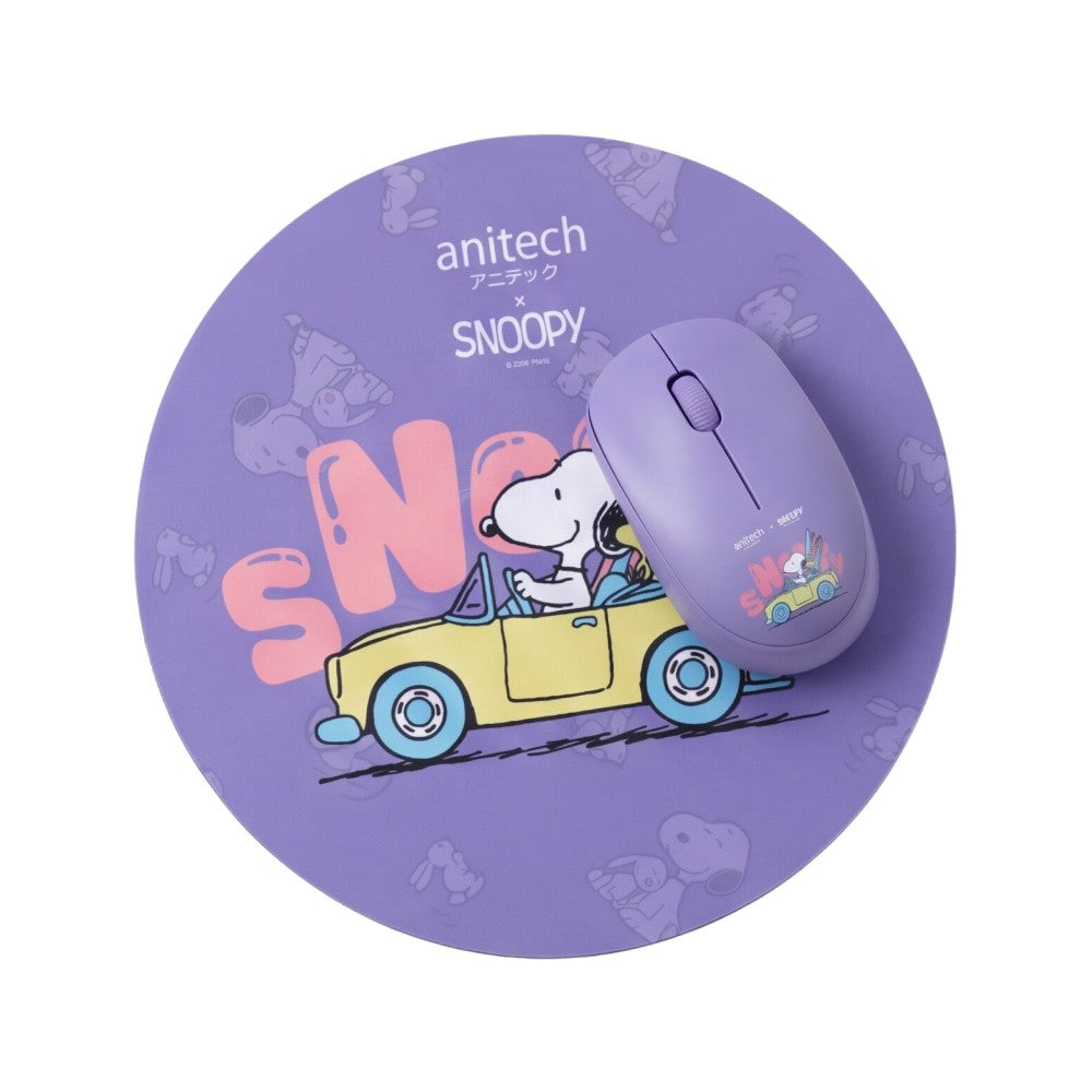 Anitech X Snoopy เมาส์ไร้สาย + แผ่นรองเมาส์  Purple